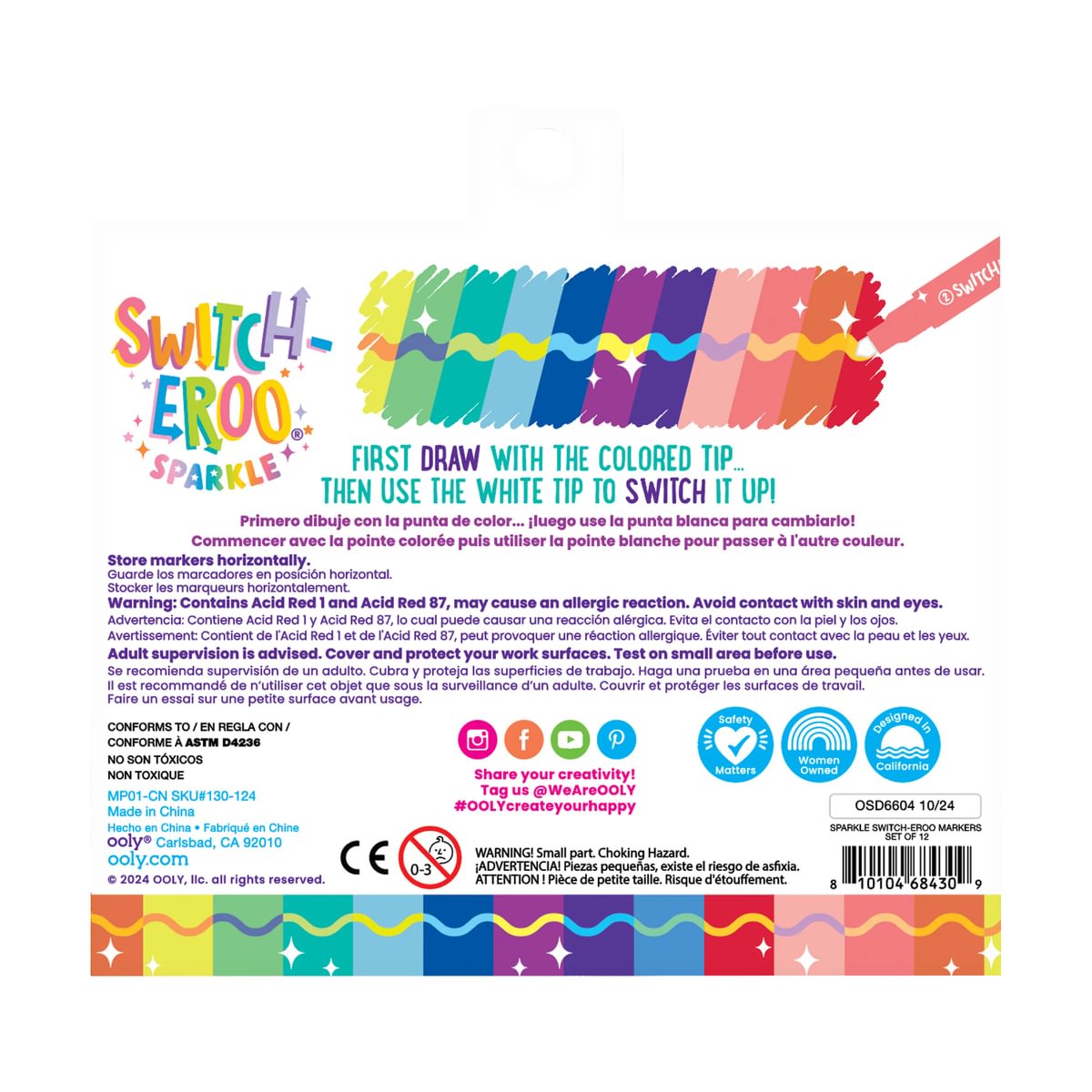 Switcheroo Sparkle Glittery Color Changing Markers - Set of 12