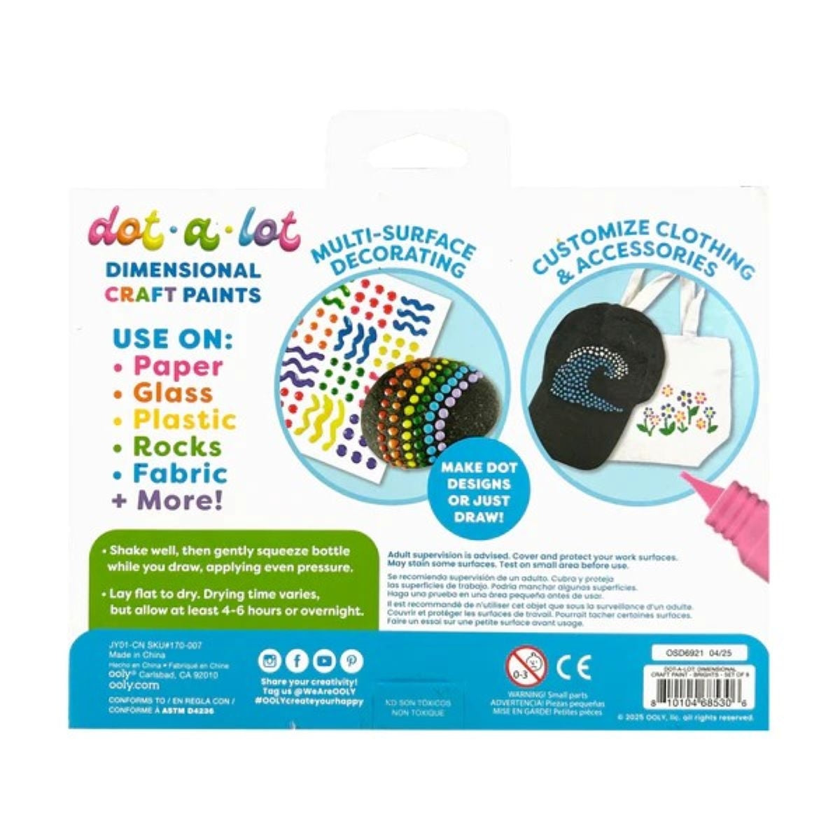 Dot-a-Lot 3D Dimensional Craft Paint - Brights - Set of 8
